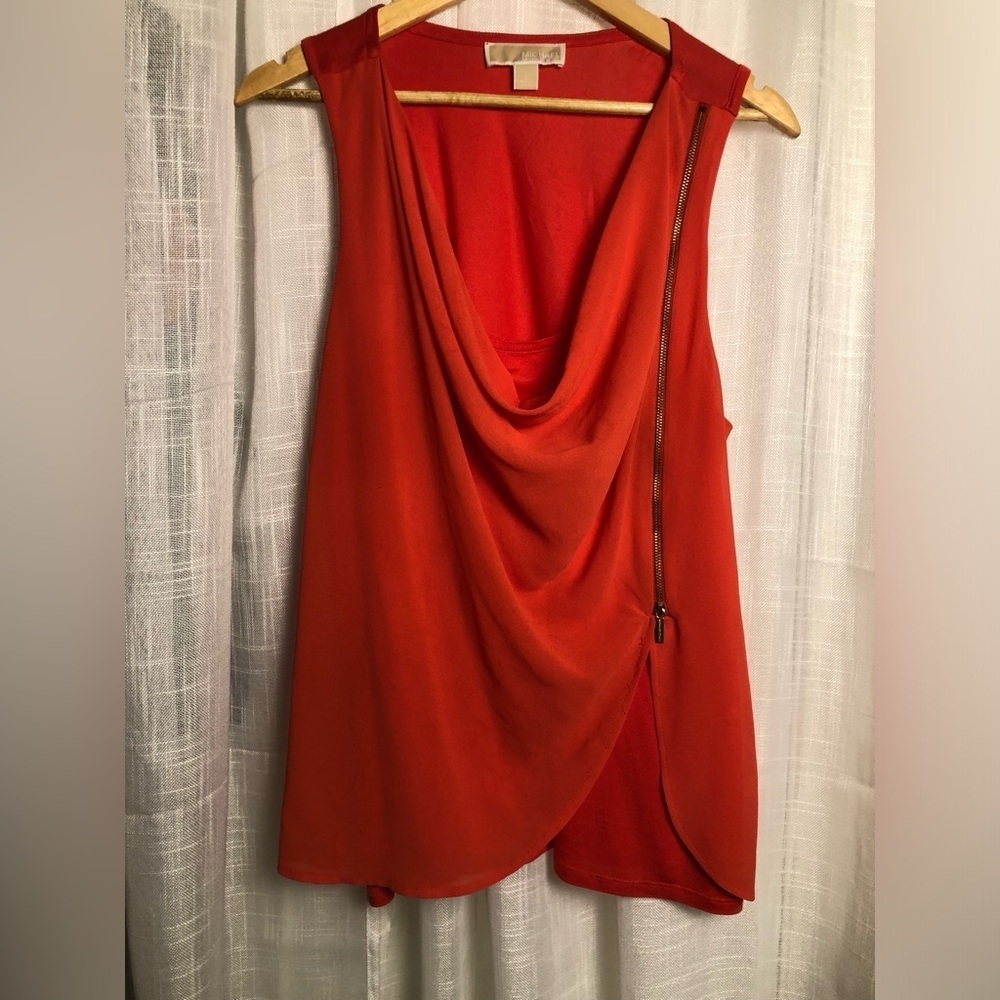 MICHAEL Michael Kors Vibrant Red/Orange Sleeveless Blouse Large